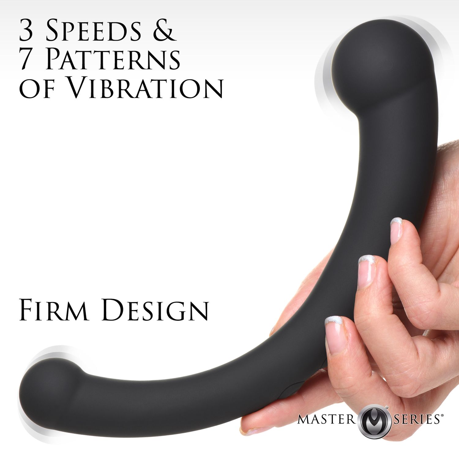 10x Vibra-crescent Vibrating Silicone Dual-ended Dildo -, Color: Black