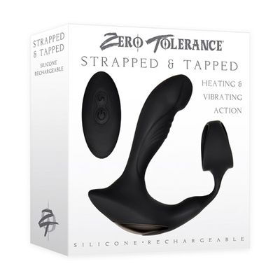 Zero Tolerance Strapped &amp; Tapped Heating, Vibrating Prostate Massager, C-Ring Black