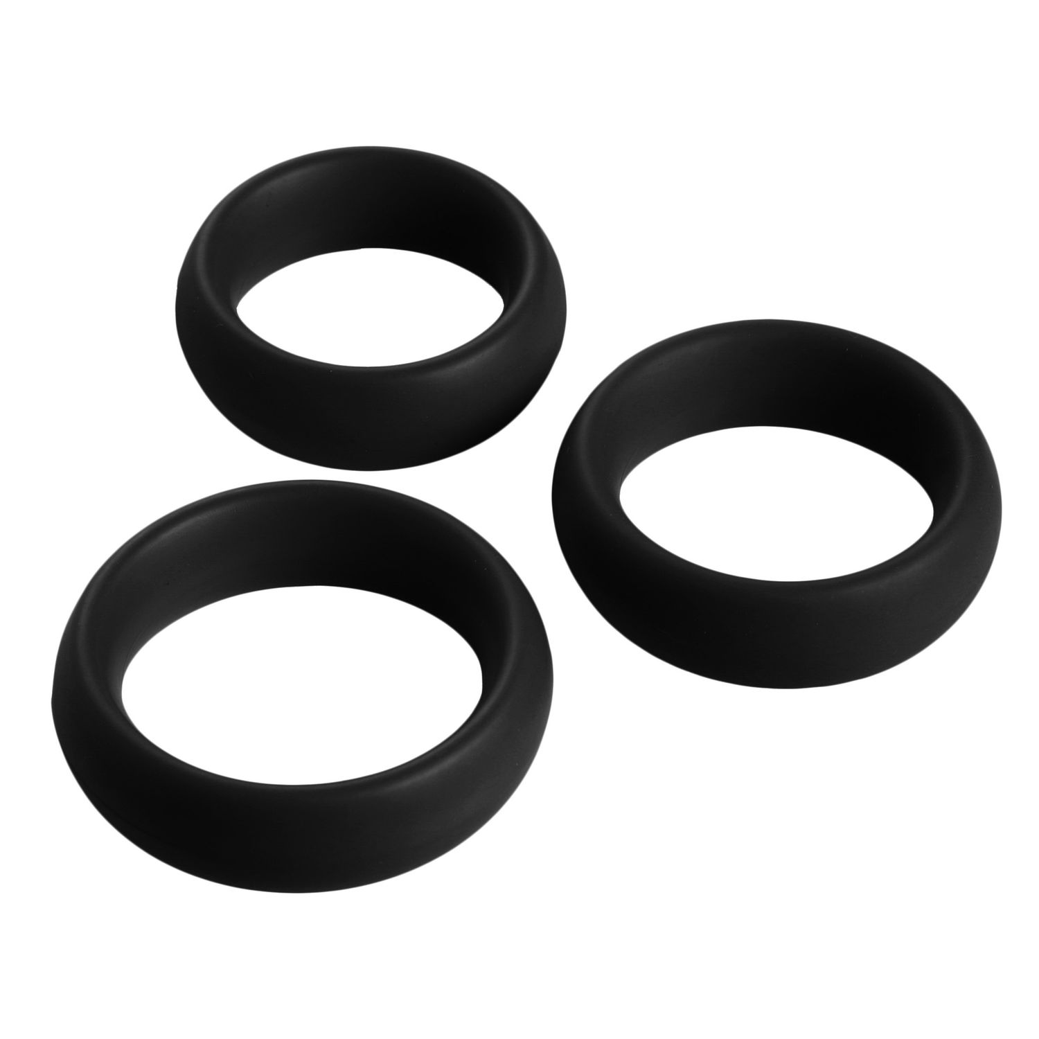 3 Piece Silicone Cock Ring Set, Color: Black