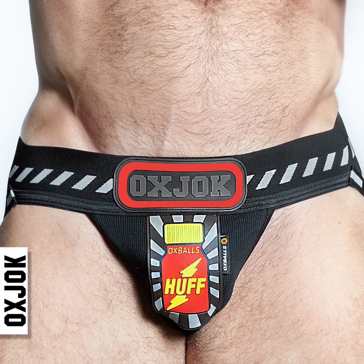 Oxballs Popperjock 3D Rubber Huffer Jock Black/Red