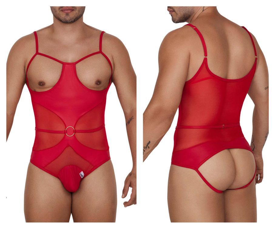  Harness Bodysuit , Color: Red, Size: S/M
