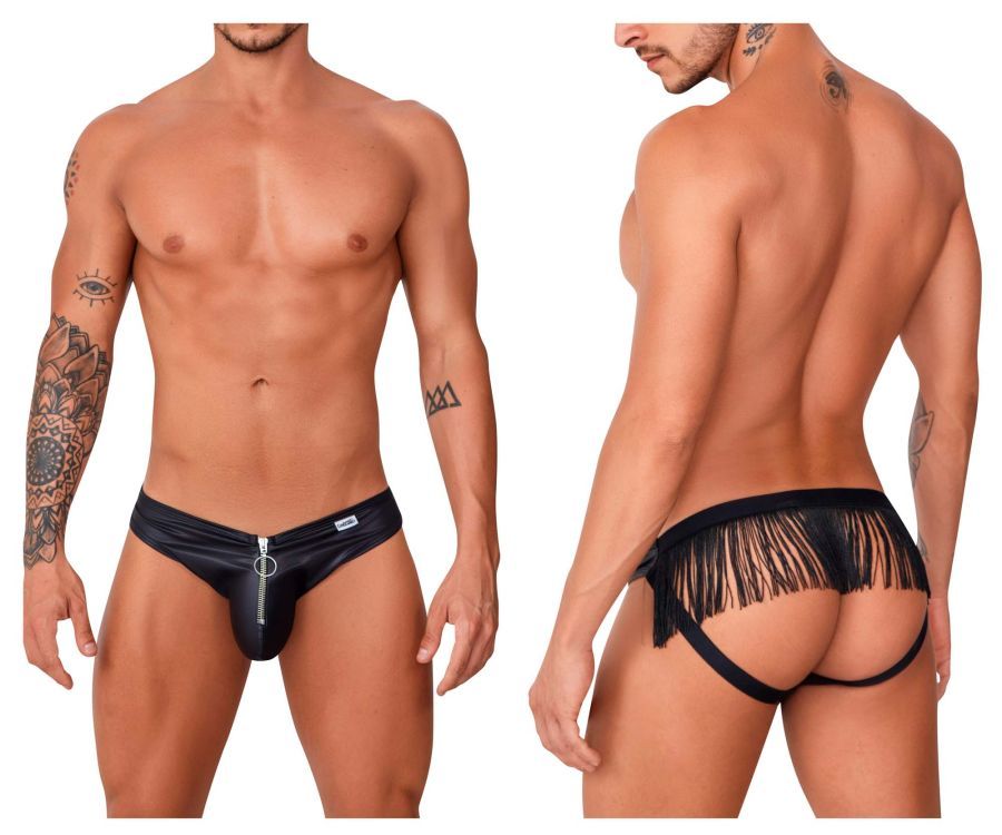  Fringe Jockstrap , Color: Black, Size: S/M