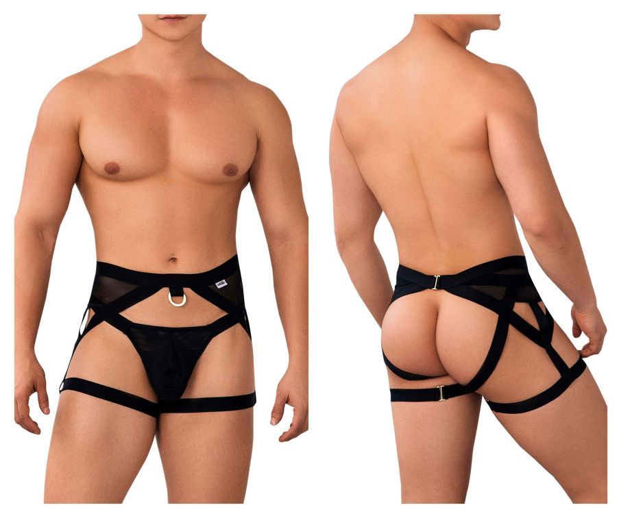  Garter Jockstrap , Color: Black, Size: L/XL