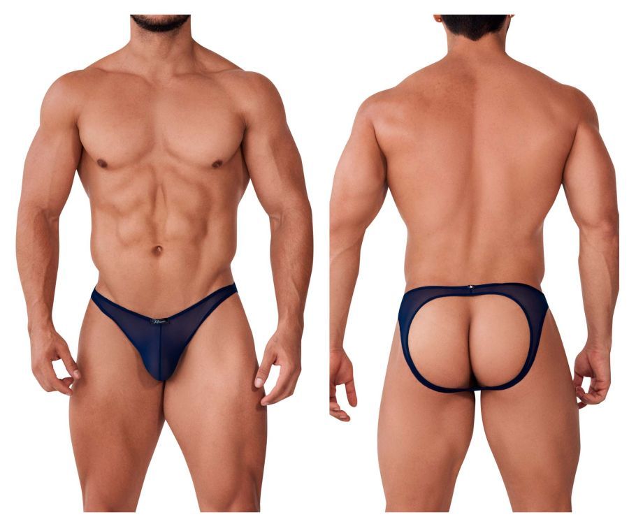  Tulle mesh Jockstrap , Color: Navy, Size: S