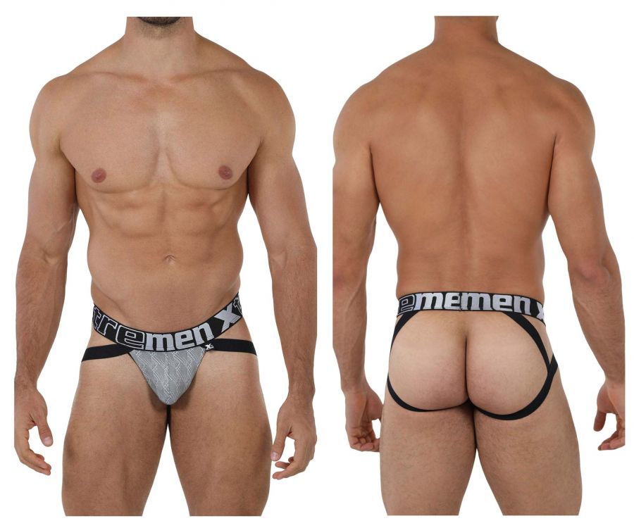  Microfiber Jacquard Jockstrap , Color: Gray, Size: L