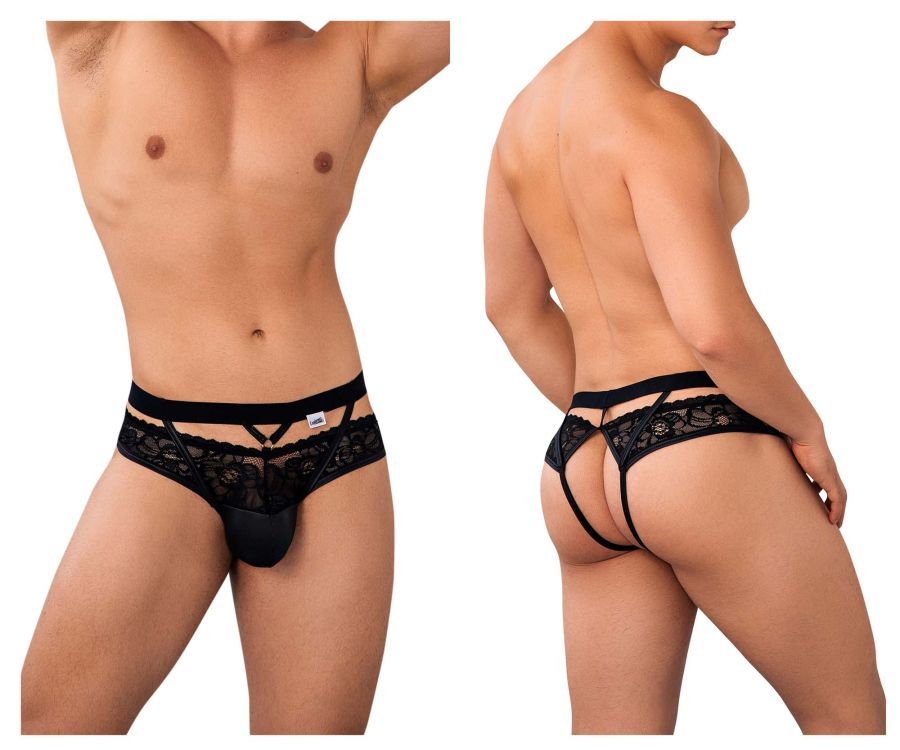  Lace Jockstrap , Color: Black, Size: S/M