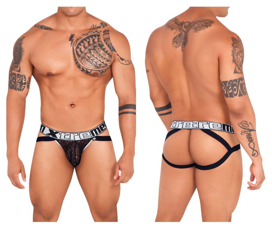  Lace Jockstrap , Color: Black, Size: XL