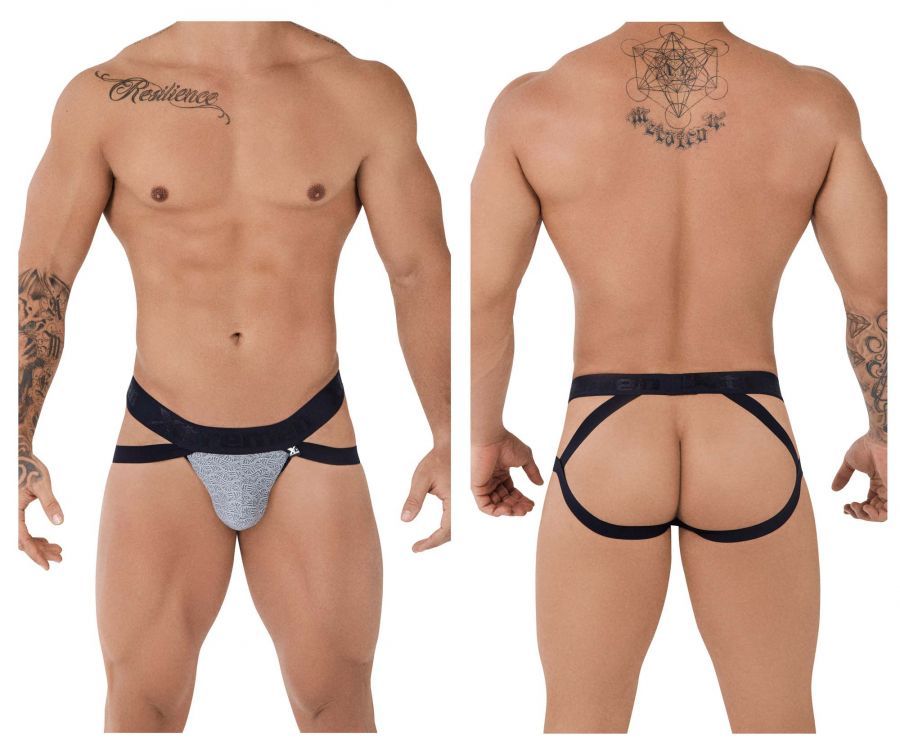 Microfiber Jacquard Jockstrap , Color: Gray, Size: S