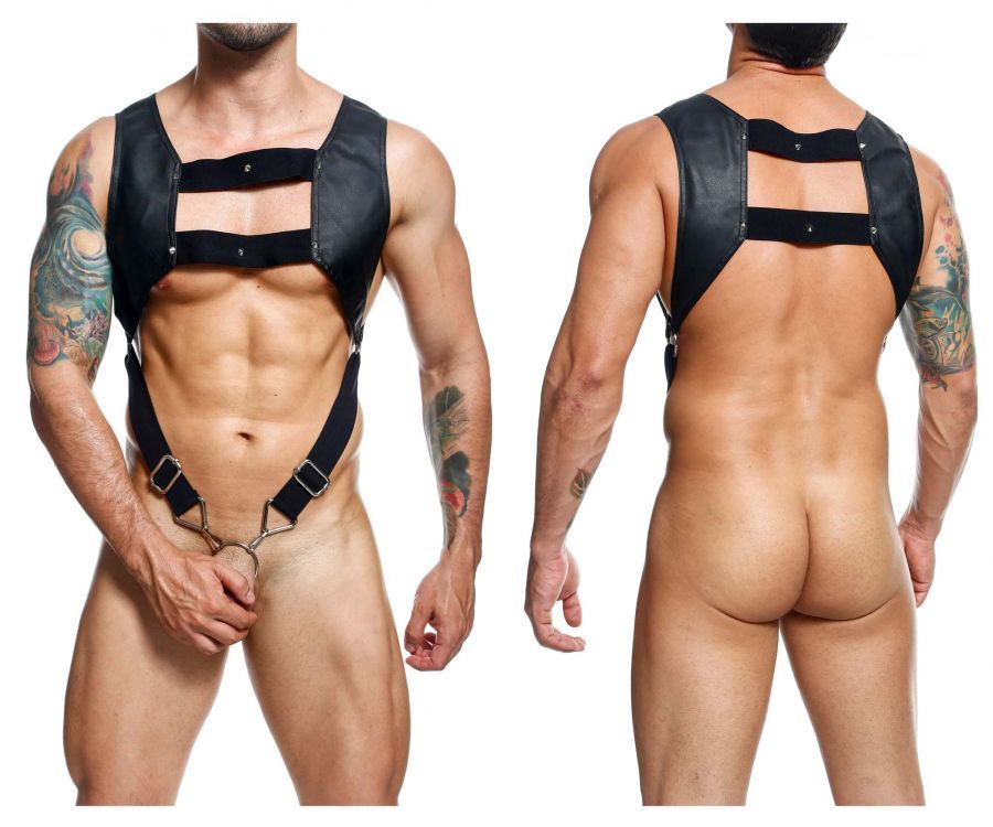  DNGEON Croptop Cockring Harness , Color: Black, Size: Only Size