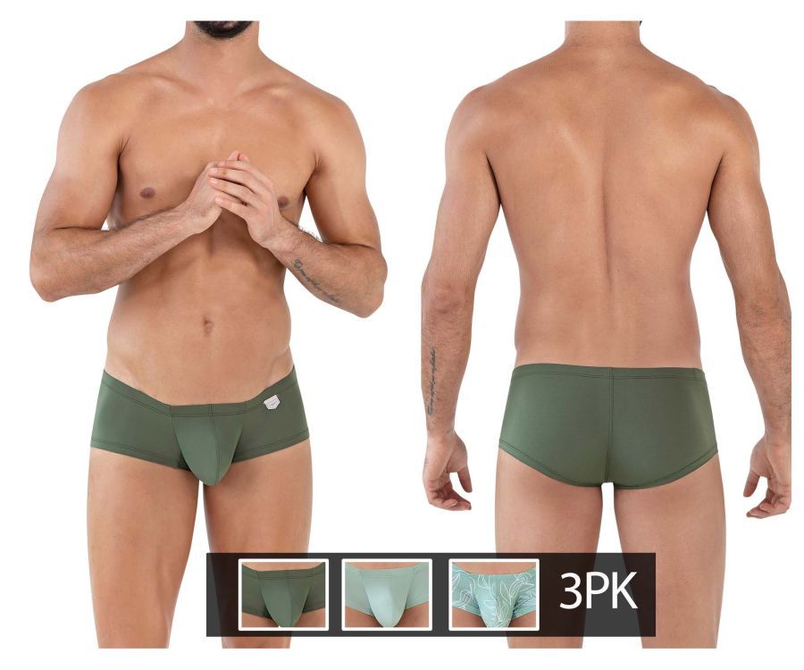  3PK Australian Latin Trunks , Color: Olive Green-Dark Green-Green, Size: L