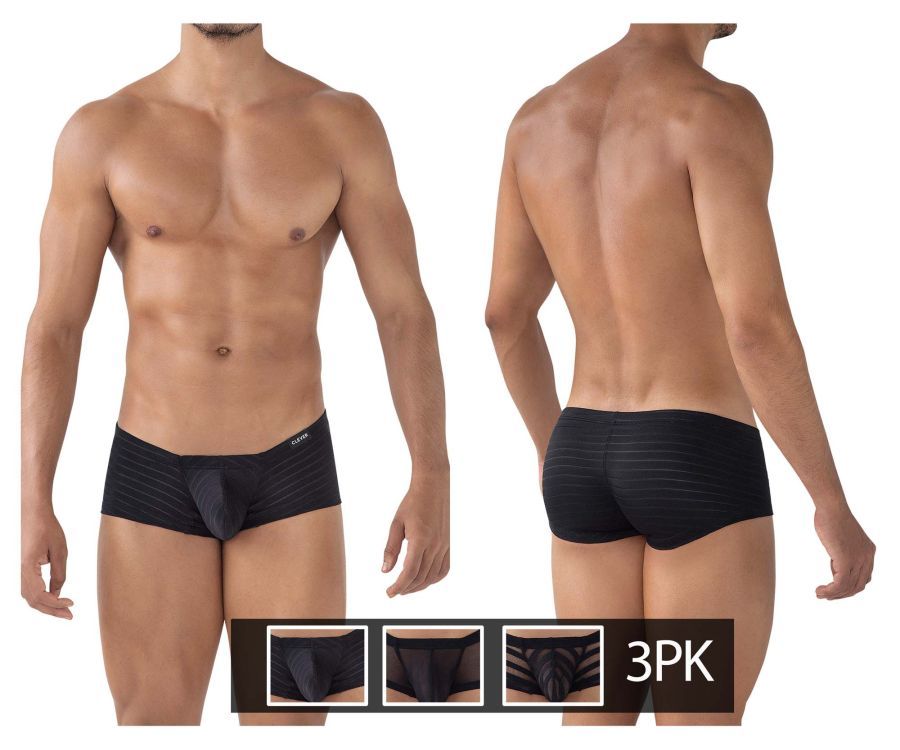  3PK Australian Latin Trunks , Color: Black-Black-Black, Size: XL