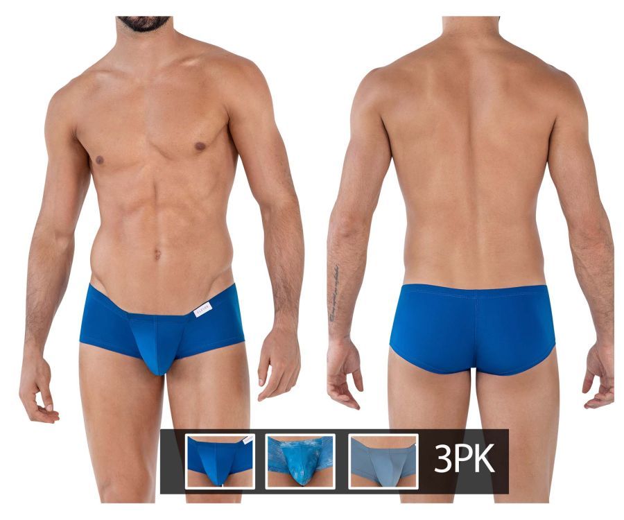  3PK Australian Latin Trunks , Color: Petrol Blue-Dark Blue-Gray, Size: M