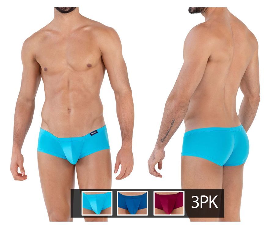  3PK Australian Latin Trunks , Color: Blue-Petrol Blue-Grape, Size: S