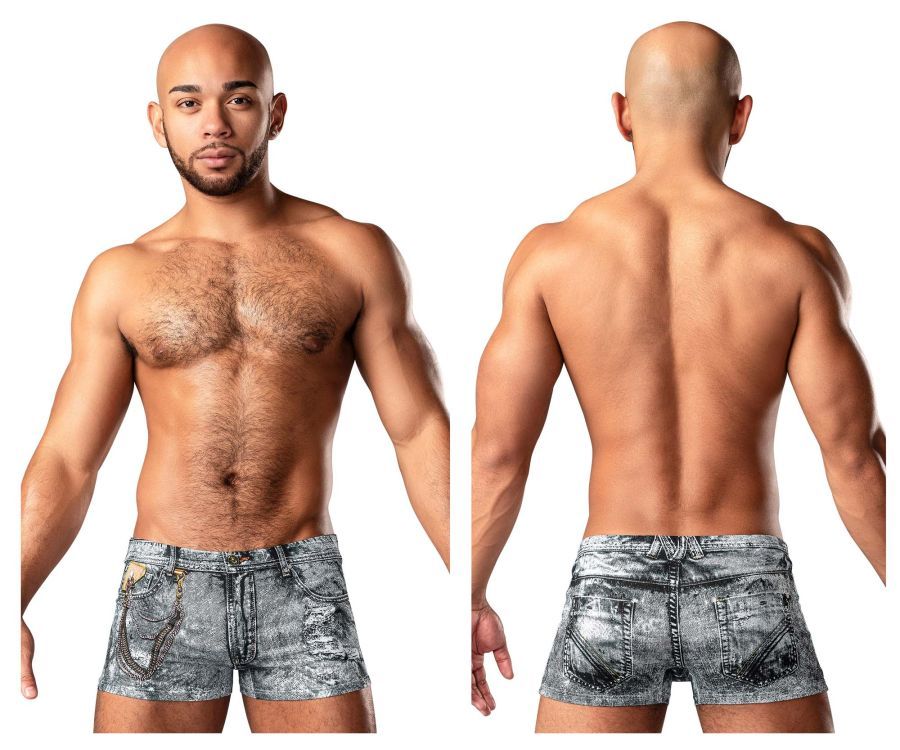  Dirty Denim Mini Short , Color: Denim Print, Size: L