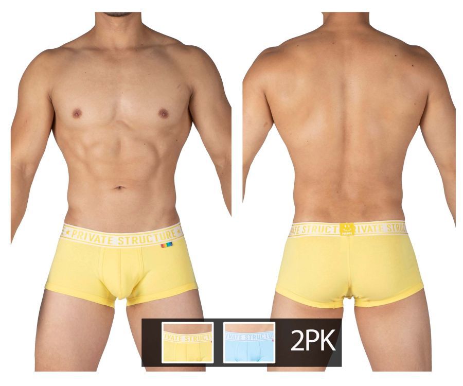  Pride 2PK Mid Waist Trunks , Color: Yellow-Blue, Size: S