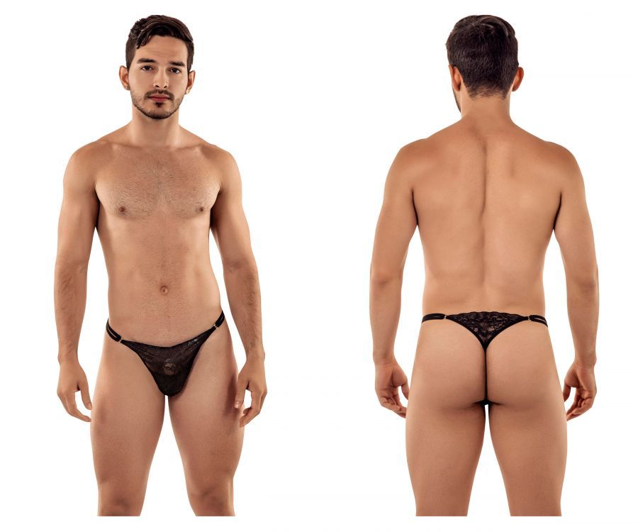  Lace G-String Thongs , Color: Black, Size: S
