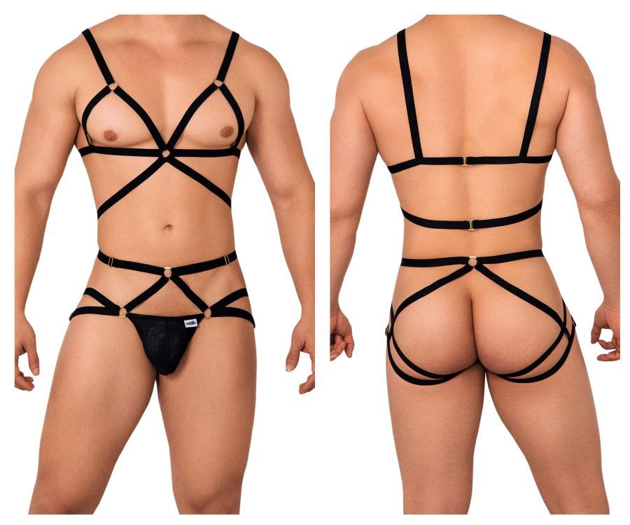  Harness Two Piece Set , Color: Black, Size: S/M