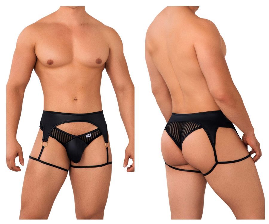  Garter Thongs , Color: Black, Size: S/M