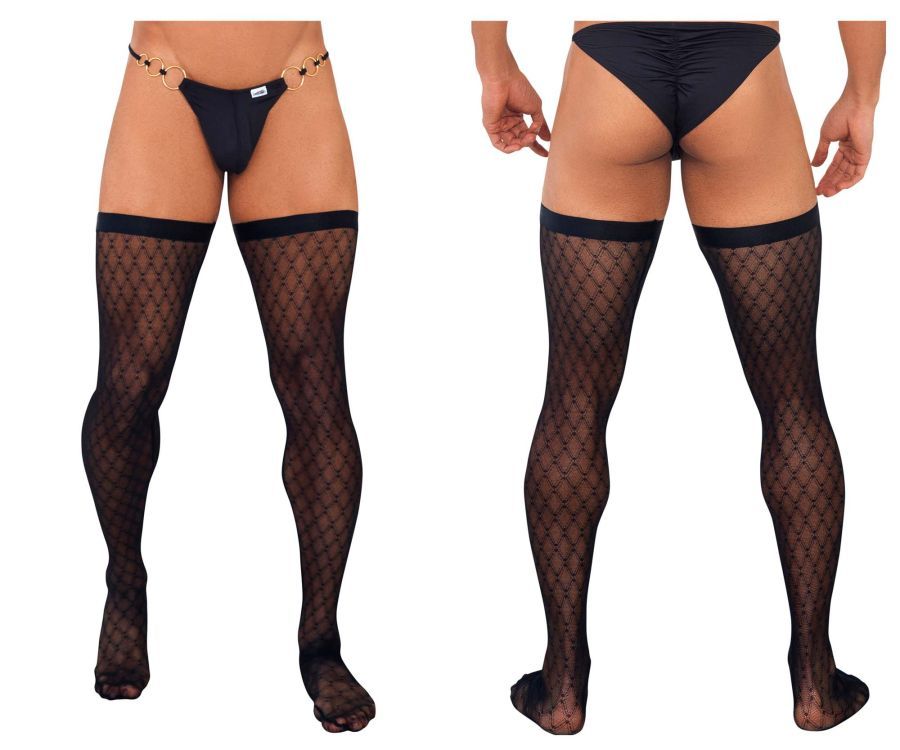  Mesh Thigh Highs , Color: Black, Size: S/M