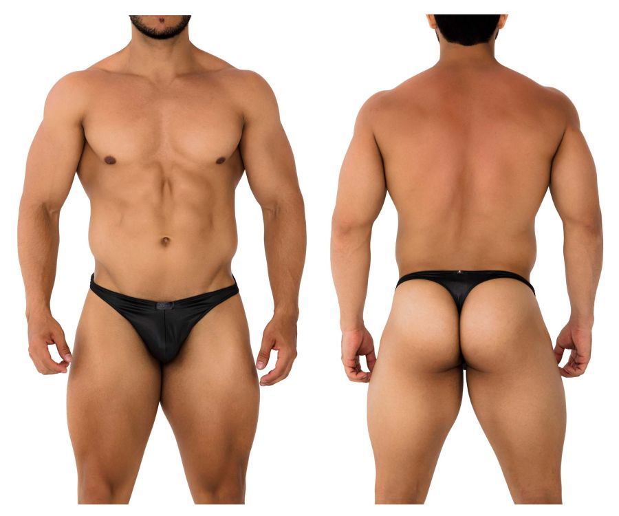  Microfiber Thongs , Color: Black, Size: L