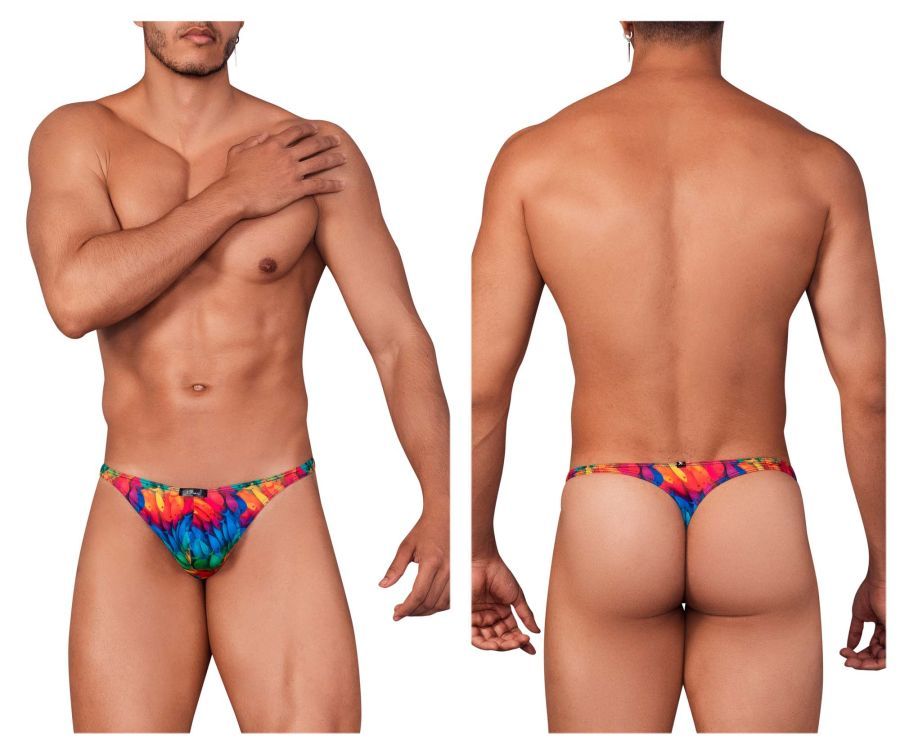  Printed Microfiber Thongs , Color: Rainbow Prism, Size: M