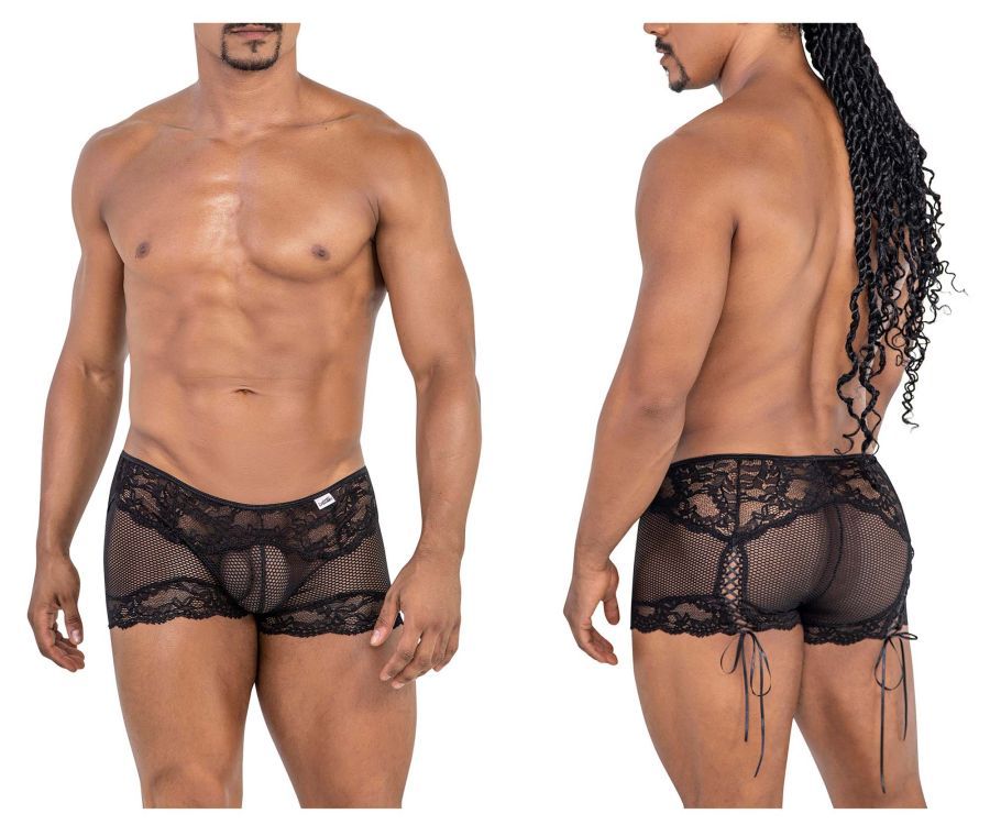  Mesh Lace Trunks , Color: Black, Size: M
