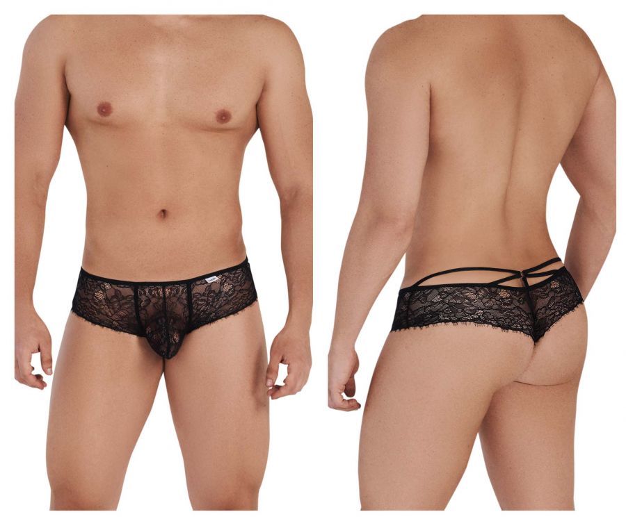  Lace Boyshort Thongs , Color: Black, Size: L/XL