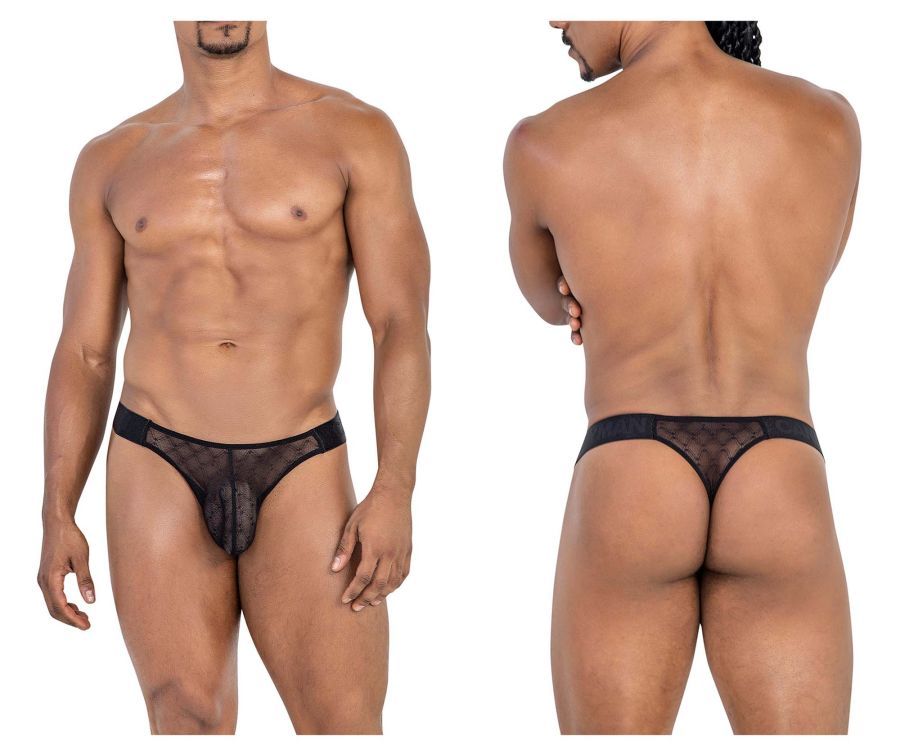 Mesh Thongs , Color: Black, Size: M