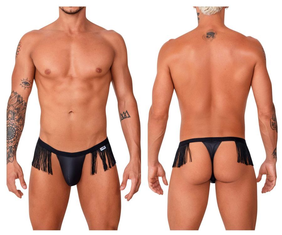  Fringe Thongs , Color: Black, Size: S/M