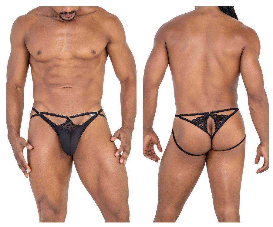  Lace Jock Thongs , Color: Black, Size: S/M