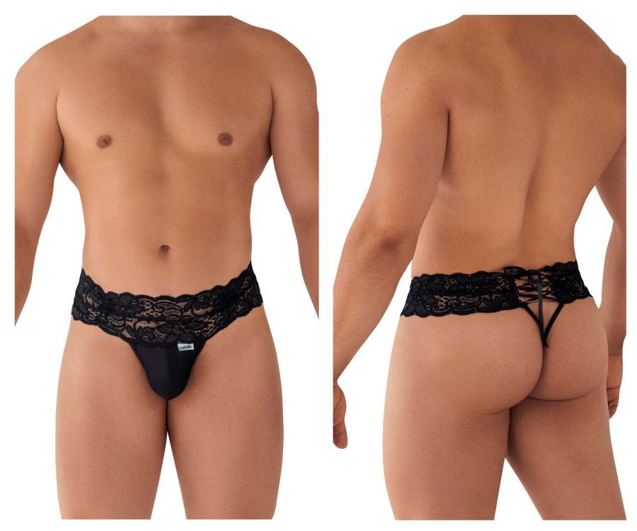  Lace Thongs , Color: Black, Size: S/M