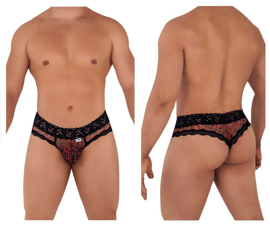  Mesh-Lace Thongs , Color: Leopard Print, Size: S/M
