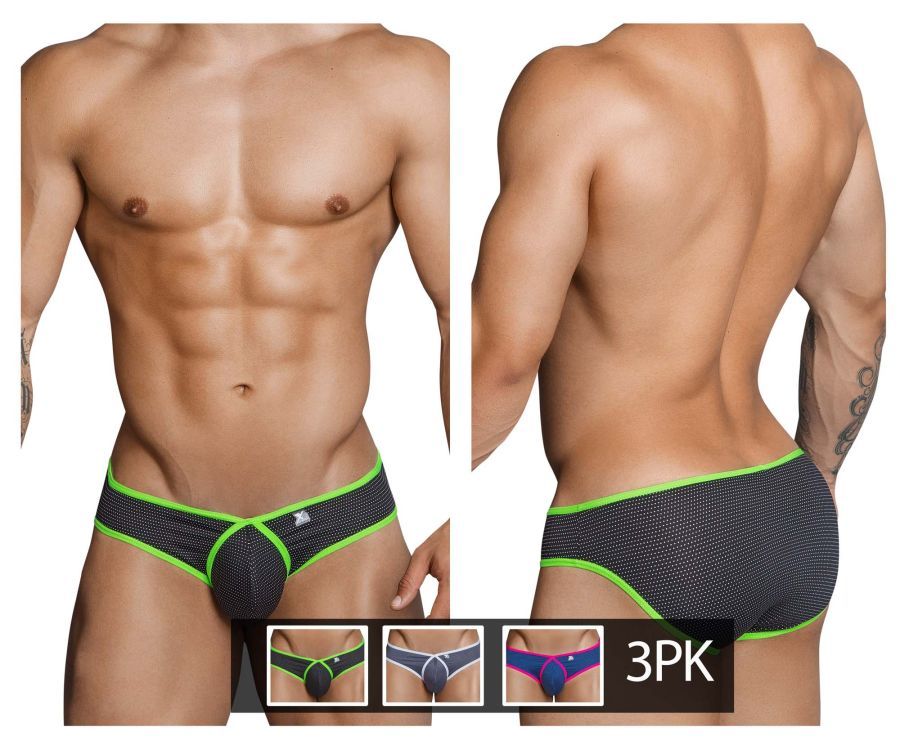  3PK Briefs , Color: Black-Gray-Blue, Size: M