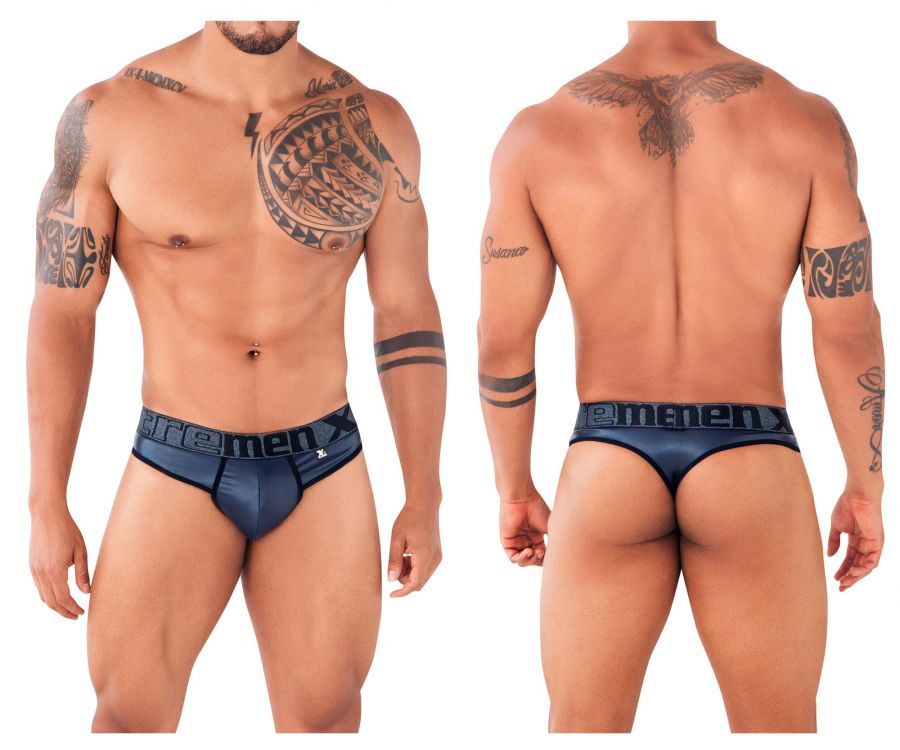  Faux Leather Thongs , Color: Navy, Size: S