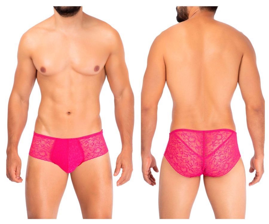  Solid Lace Briefs , Color: Fuchsia, Size: S