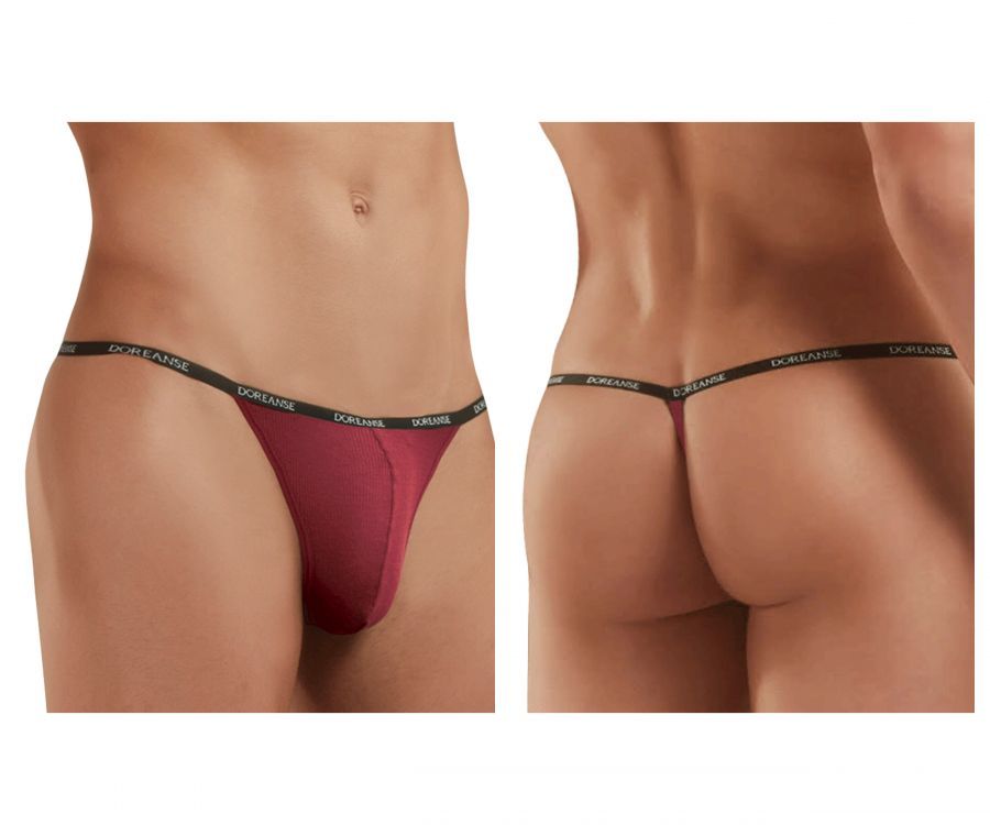  Ribbed Modal T-thong , Color: Bordeaux, Size: L