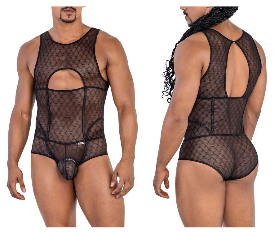  Mesh Bodysuit , Color: Black, Size: S