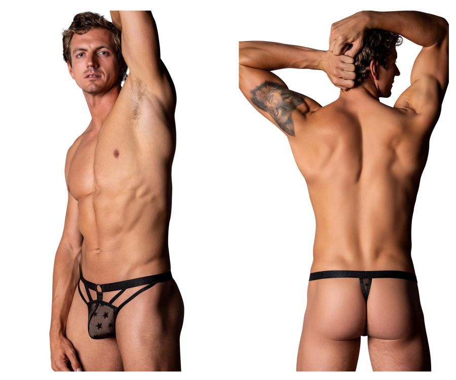  Love Star Thong with Ring , Color: Black, Size: S/M
