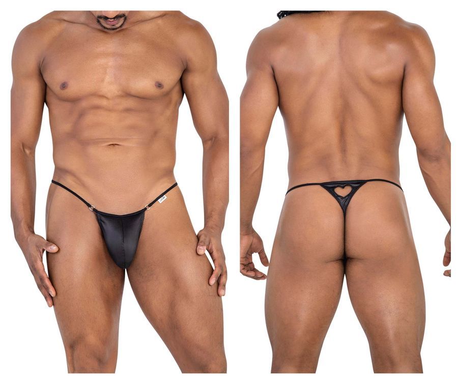  Heart Thongs , Color: Black, Size: S/M