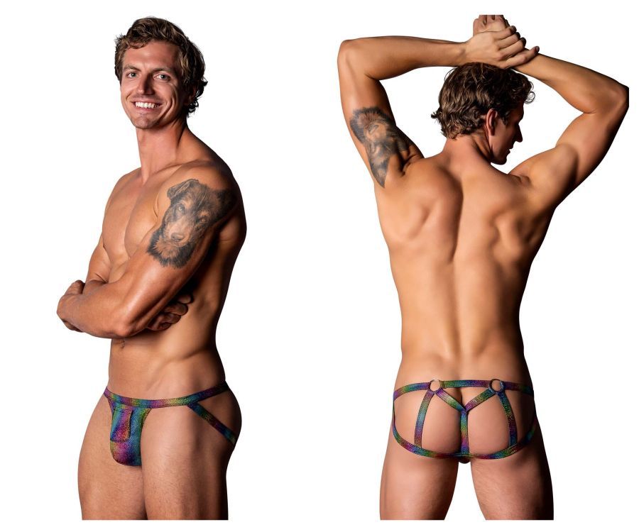  Pack N Play Jock with Front Condom Pouch , Color: Rainbow, Size: S/M