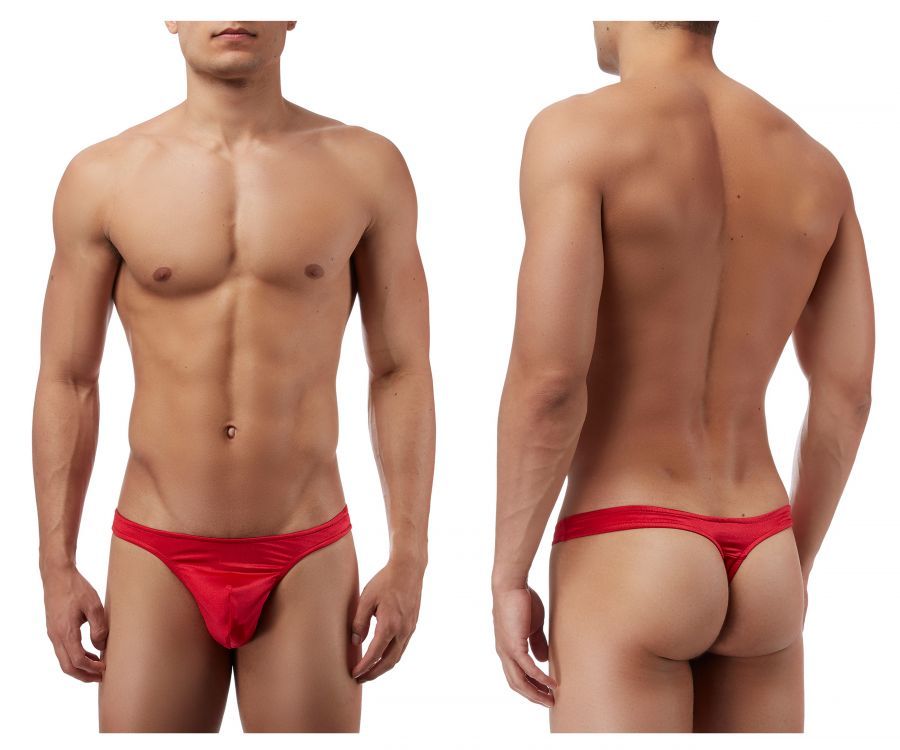  Satin Lycra Bong Thong , Color: Red, Size: L/XL