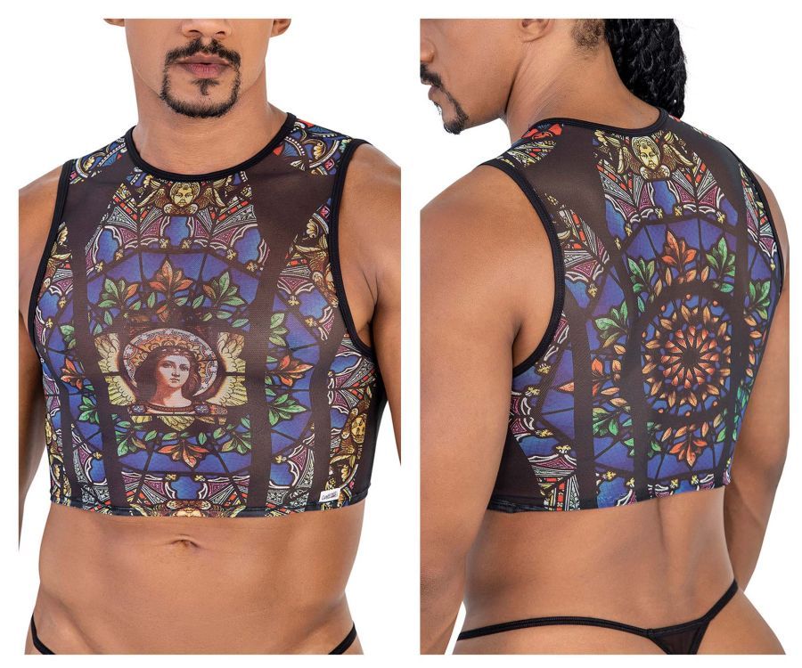  Stained Glass Tank Top , Color: Black-Print, Size: S/M