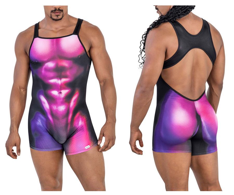  Muscle Bodysuit , Color: Magenta, Size: S/M