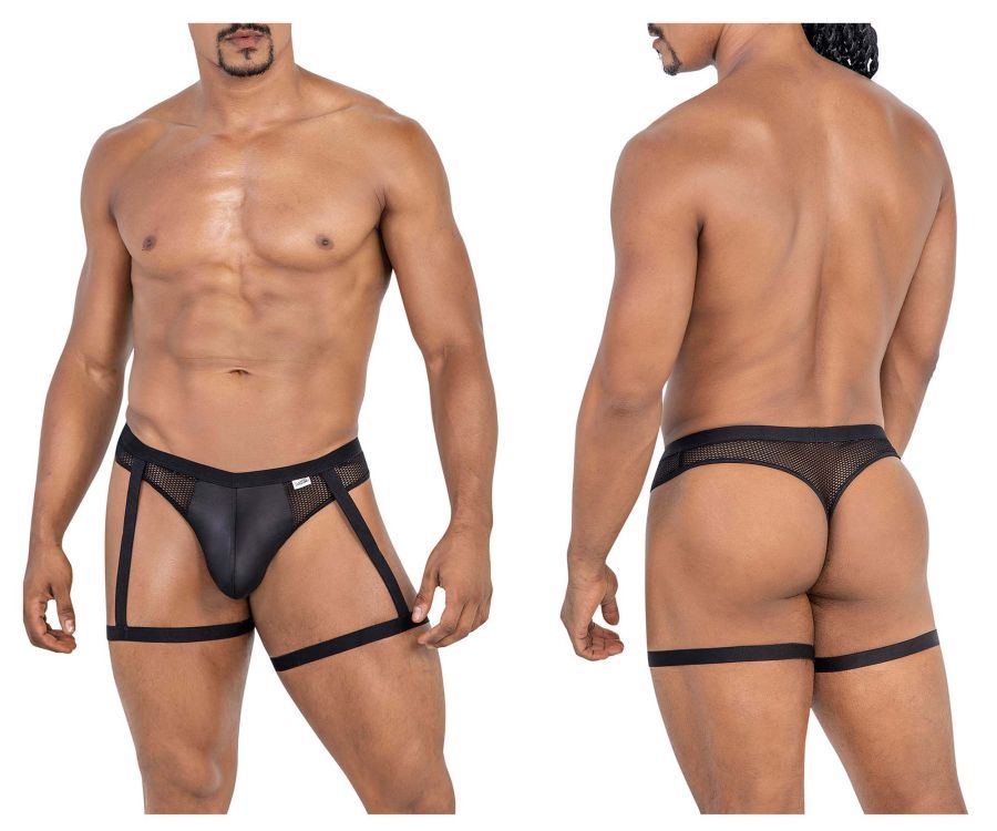  Garter Mesh Thongs , Color: Black, Size: S