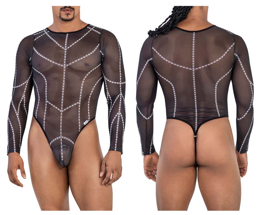  Mesh Bodysuit , Color: Black, Size: S/M