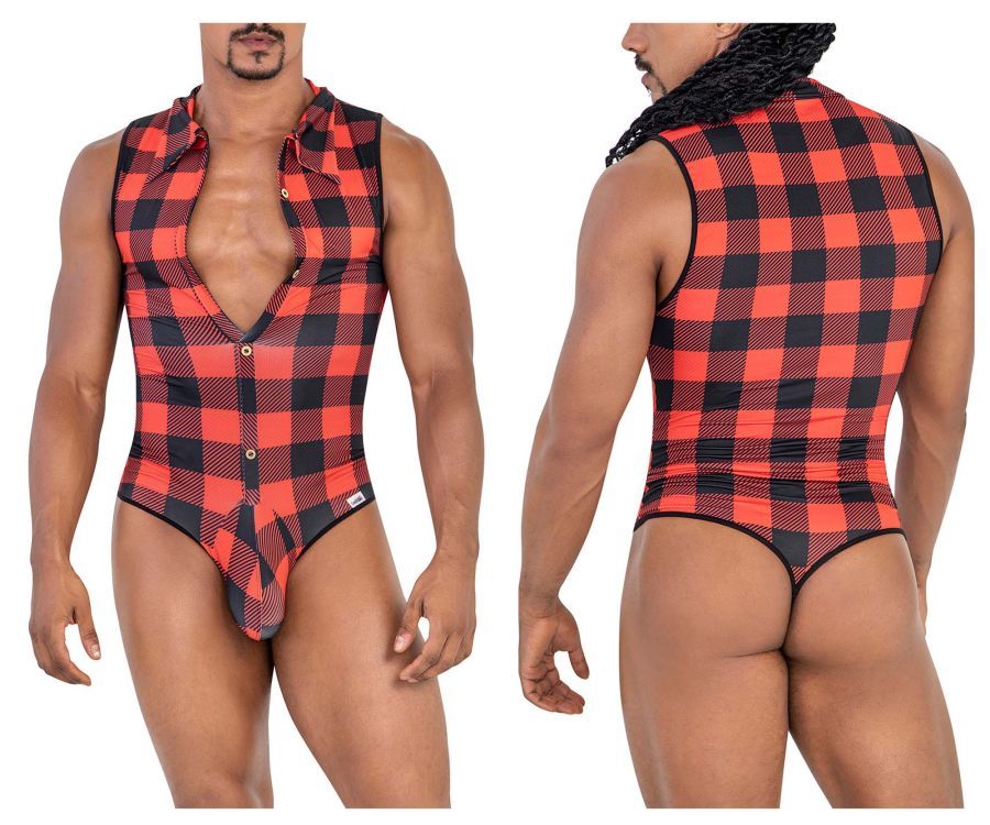  Lumberjack Bodysuit , Color: Red, Size: S/M