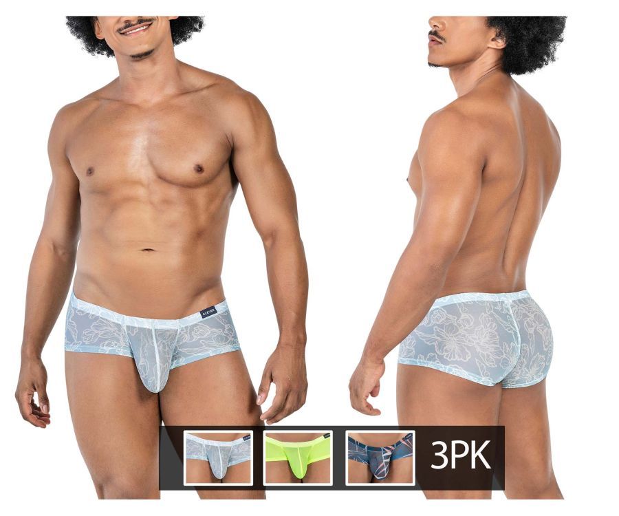  3PK Autralian Latin Trunks , Color: Gray-Green-Blue, Size: M
