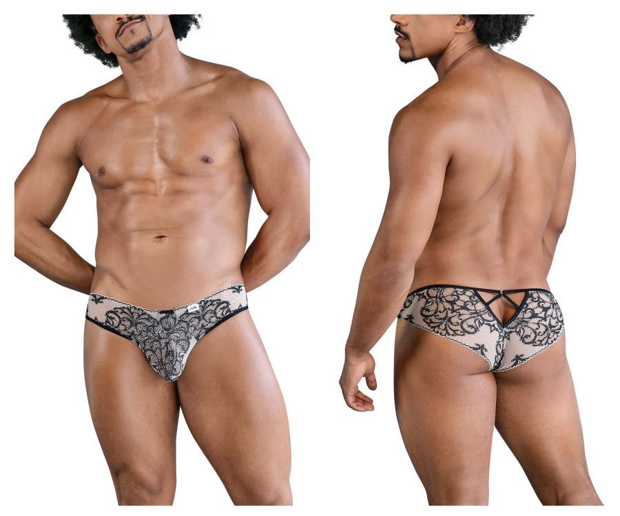  Lace Briefs , Color: Nude-Black, Size: S/M
