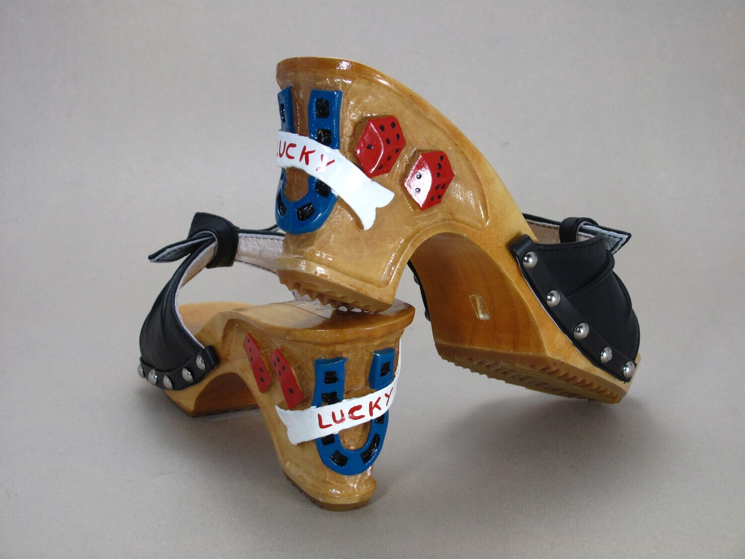 Hand Painted Lucky Girl with Leather straps