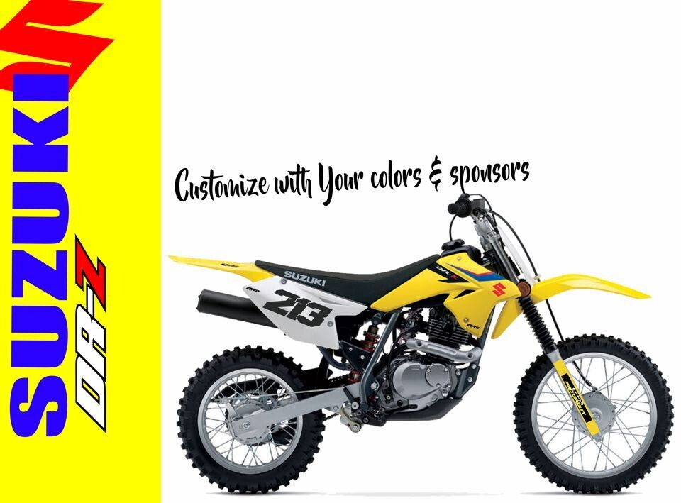 Motocross Aufkleber Auto Suzuki DRZ125 Aufkleber-Set – Laminiert, Gelb, Für Motocross-Modelle 2001-2007 Originalverpackte Grafik